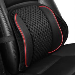 Summer Woven Texture Wooden Bead Car Lumbar Support Cushion, Black