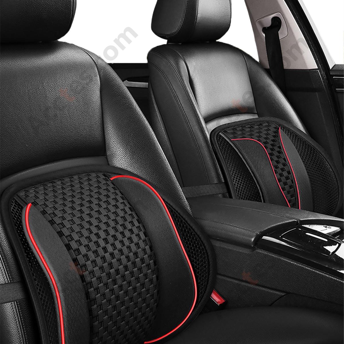 Summer Woven Texture Wooden Bead Car Lumbar Support Cushion, Black