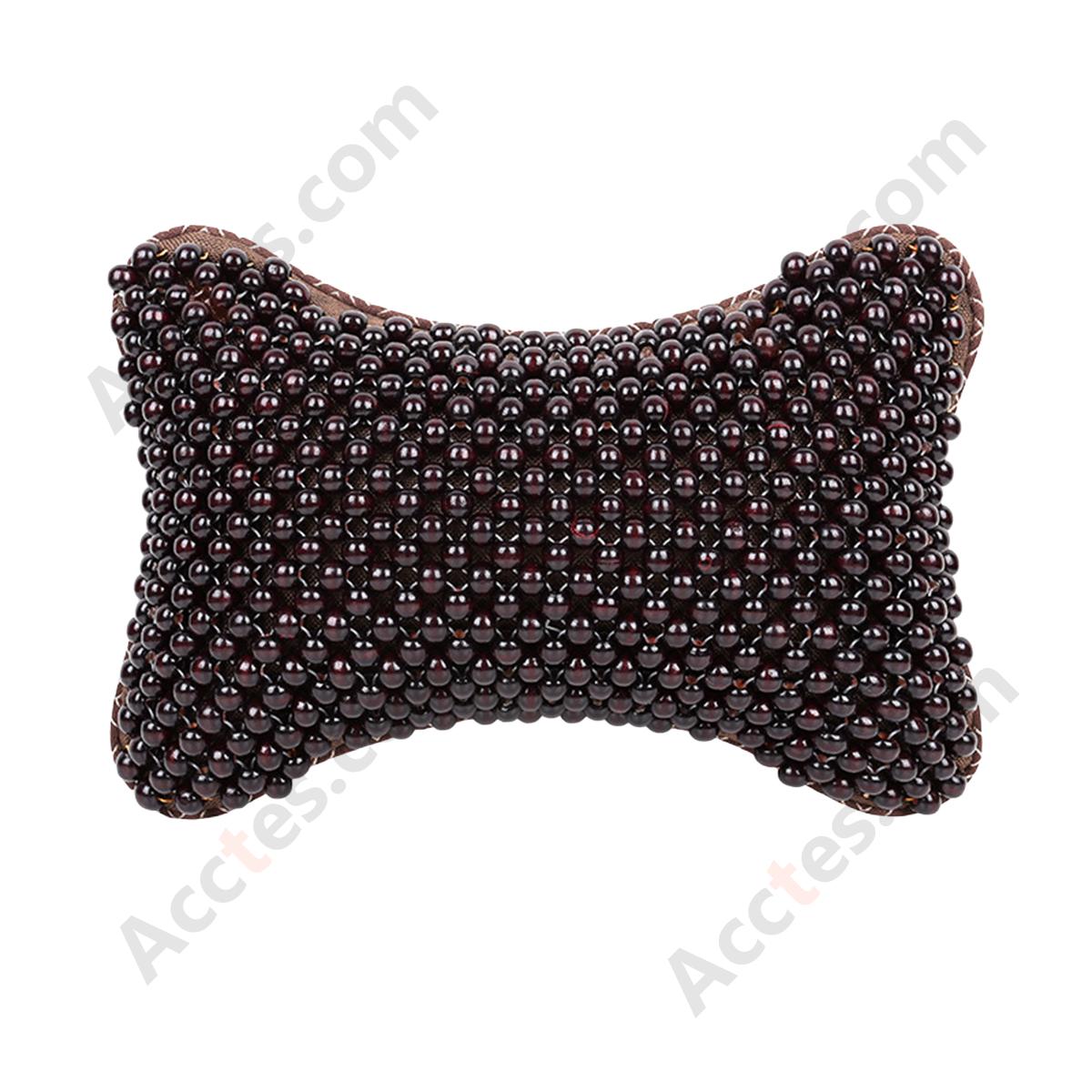Breathable Wooden Bead Car Neck Support Pillow for Driver Seat, Solid Black