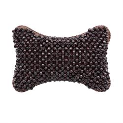 Breathable Wooden Bead Car Neck Support Pillow for Driver Seat, Solid Black