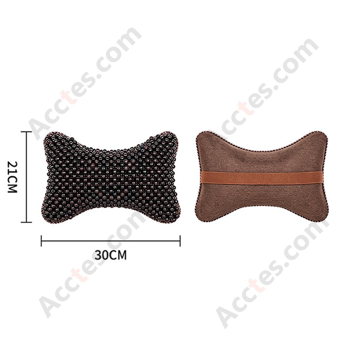 Breathable Wooden Bead Car Neck Support Pillow for Driver Seat, Solid Black