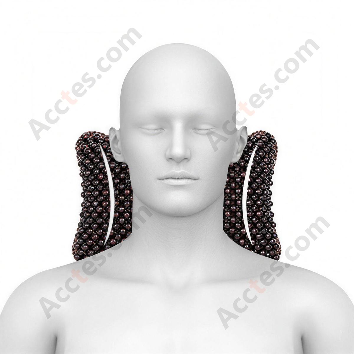 Breathable Wooden Bead Car Neck Support Pillow for Driver Seat, Solid Black