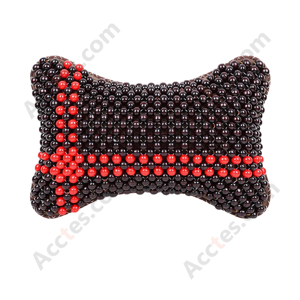 Breathable Wooden Bead Car Neck Support Pillow for Driver Seat, Black with Cable Pattern