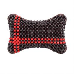 Breathable Wooden Bead Car Neck Support Pillow for Driver Seat, Black with Cable Pattern