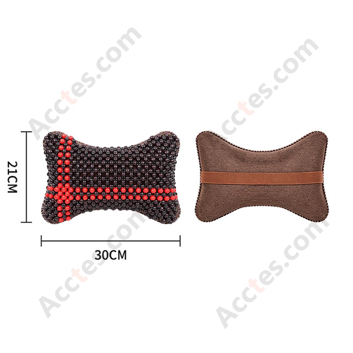 Breathable Wooden Bead Car Neck Support Pillow for Driver Seat, Black with Cable Pattern