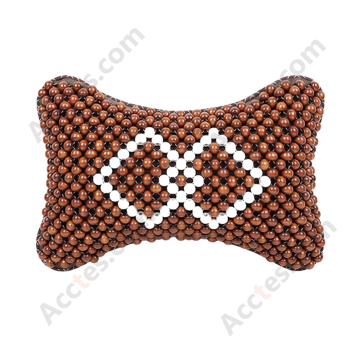 Breathable Wooden Bead Car Neck Support Pillow for Driver Seat, Rhombus Brown