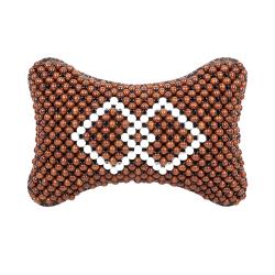 Breathable Wooden Bead Car Neck Support Pillow for Driver Seat, Rhombus Brown