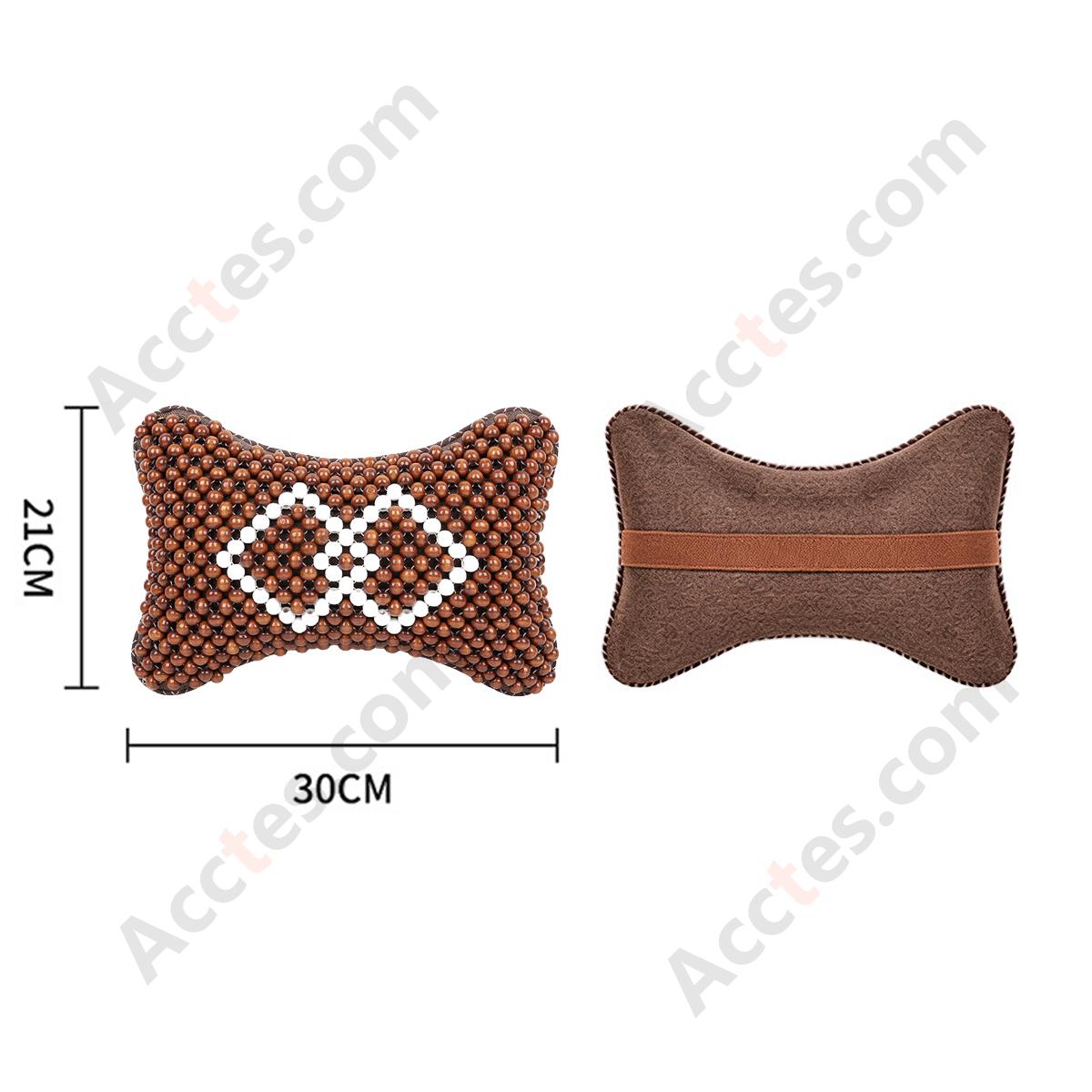 Breathable Wooden Bead Car Neck Support Pillow for Driver Seat, Rhombus Brown