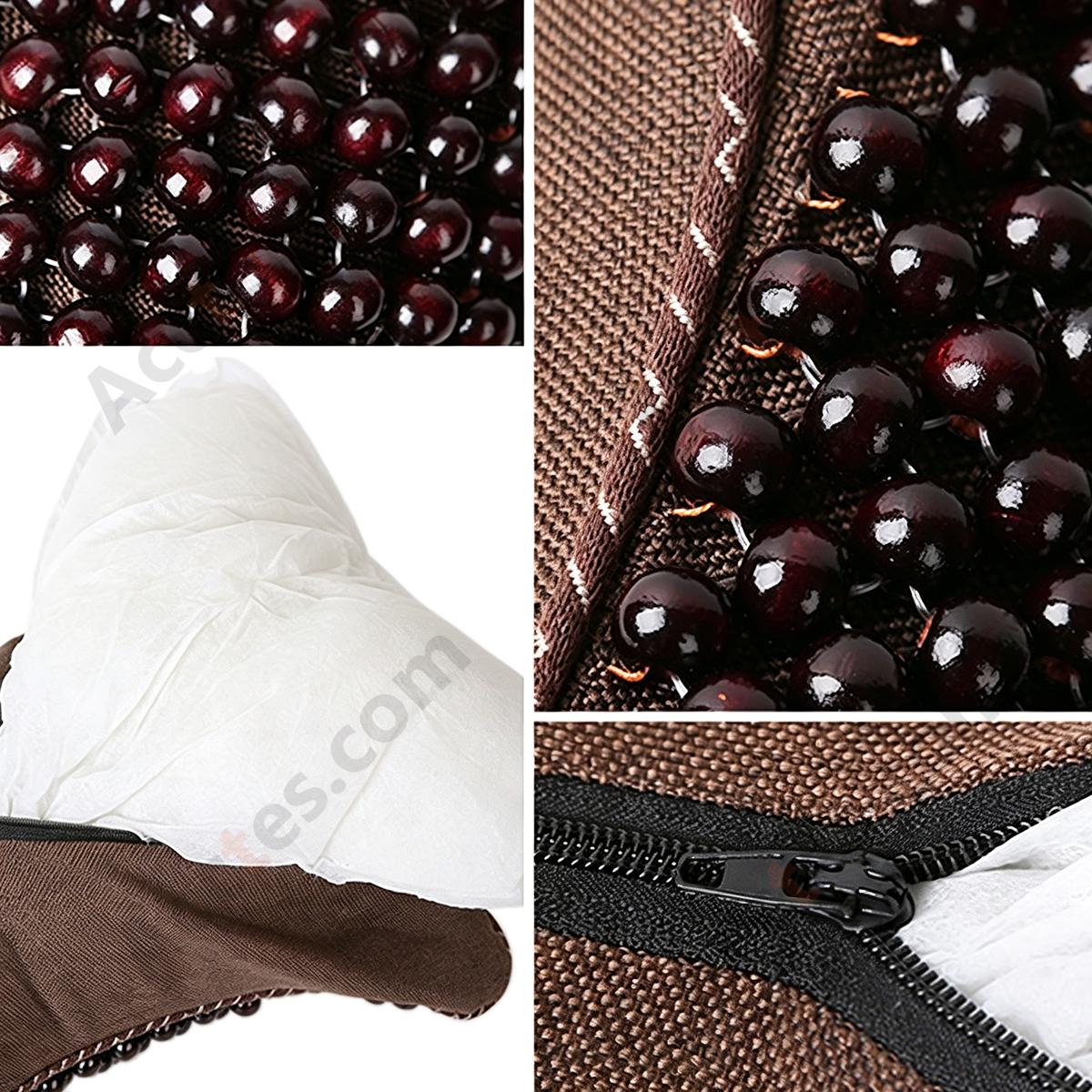 Breathable Wooden Bead Car Neck Support Pillow for Driver Seat, Black Wing with White Trim