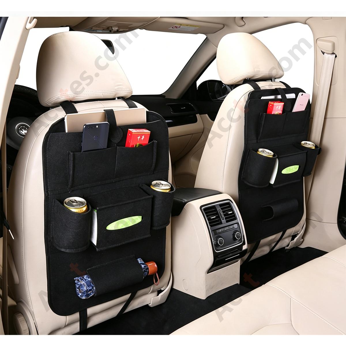 Multifunctional Felt Car Seat Back Hanging Sundries Storage Bag, Black