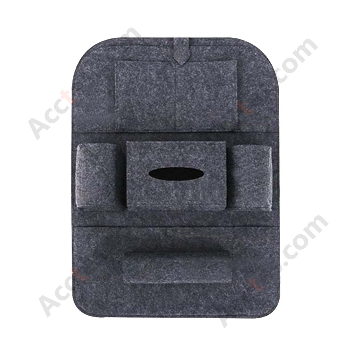 Multifunctional Felt Car Seat Back Hanging Sundries Storage Bag, Dark Gray
