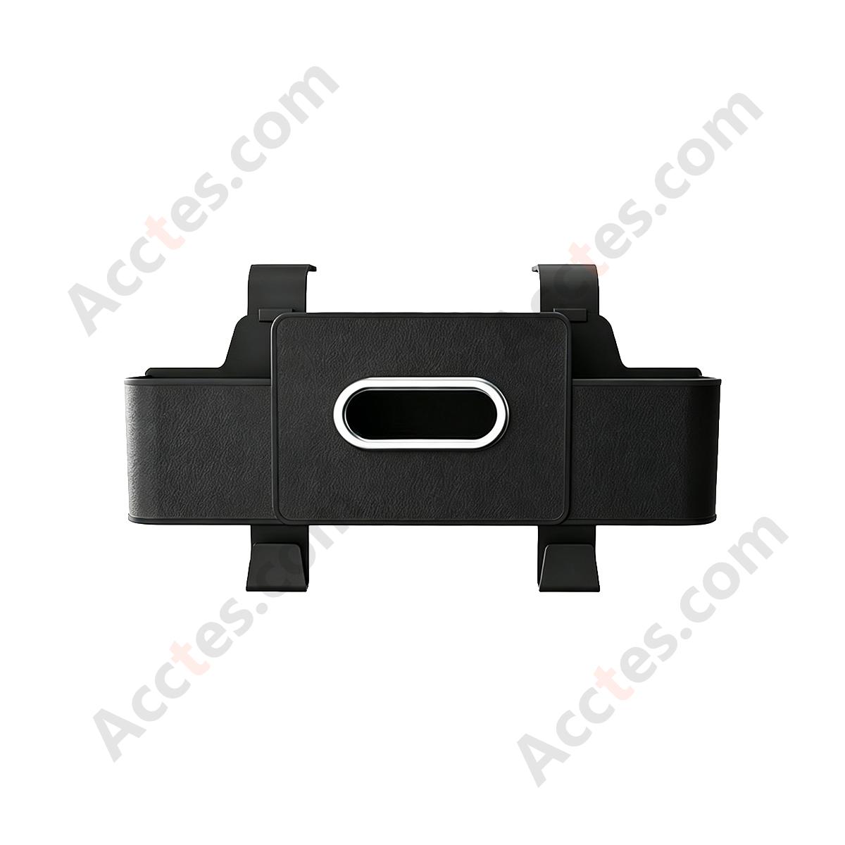 Multi-Functional Car Seat Back Hook Storage Box with Tissue & Cup Holder, Black