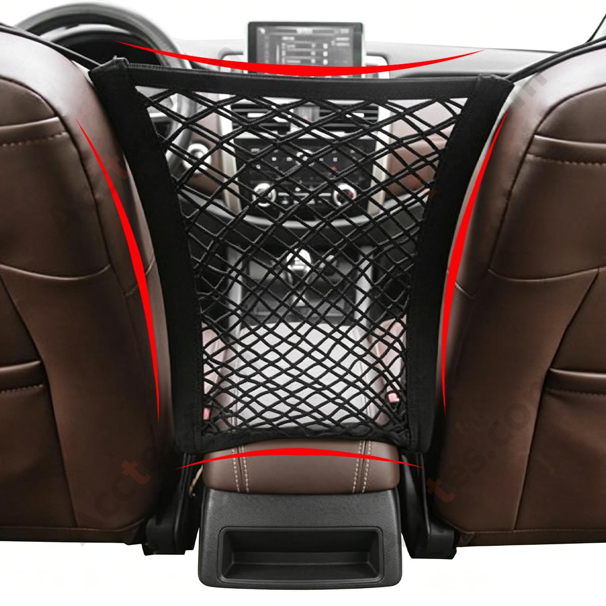 Double-Layer Four-Sided Hanging Mesh Storage Pouch Between Car Seats for Seat Back