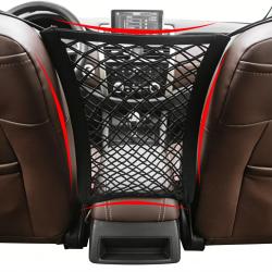 Double-Layer Four-Sided Hanging Mesh Storage Pouch Between Car Seats for Seat Back