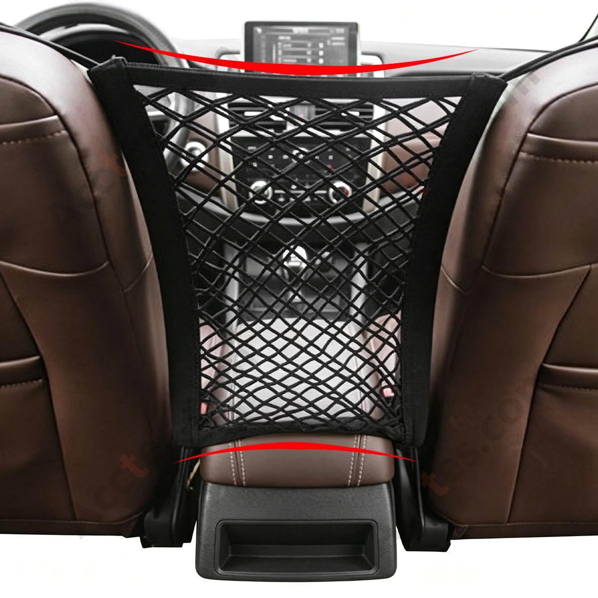 Double-Layer Two-Sided Hanging Mesh Storage Pouch Between Car Seats for Seat Back