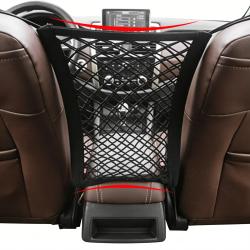 Double-Layer Two-Sided Hanging Mesh Storage Pouch Between Car Seats for Seat Back