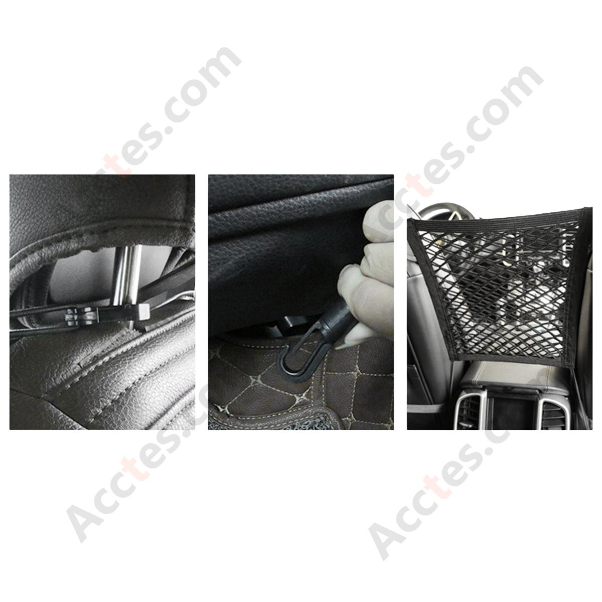 Double-Layer Two-Sided Hanging Mesh Storage Pouch Between Car Seats for Seat Back
