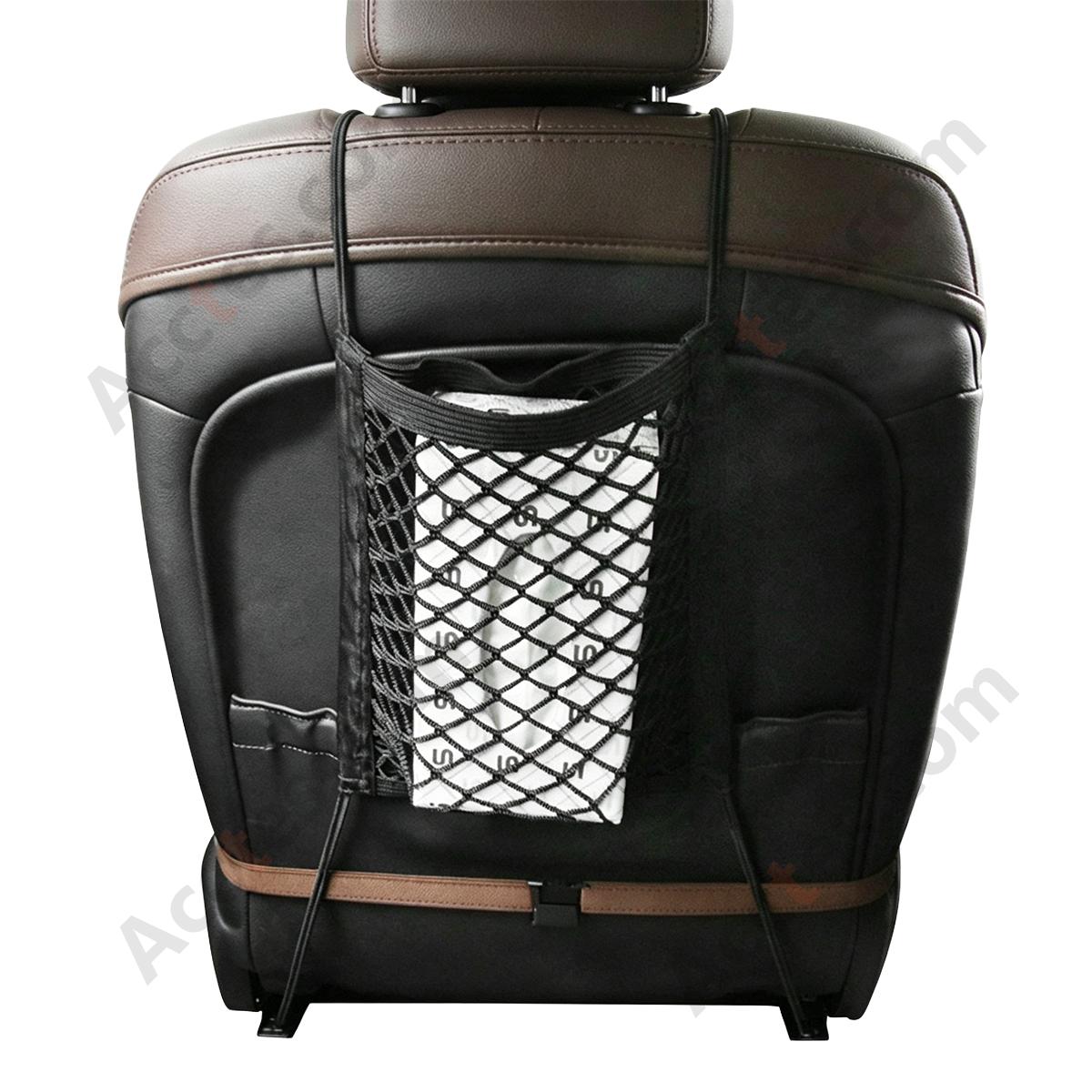 Double-Layer Two-Sided Hanging Mesh Storage Pouch Between Car Seats for Seat Back