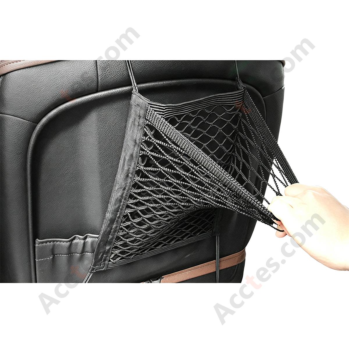 Double-Layer Two-Sided Hanging Mesh Storage Pouch Between Car Seats for Seat Back
