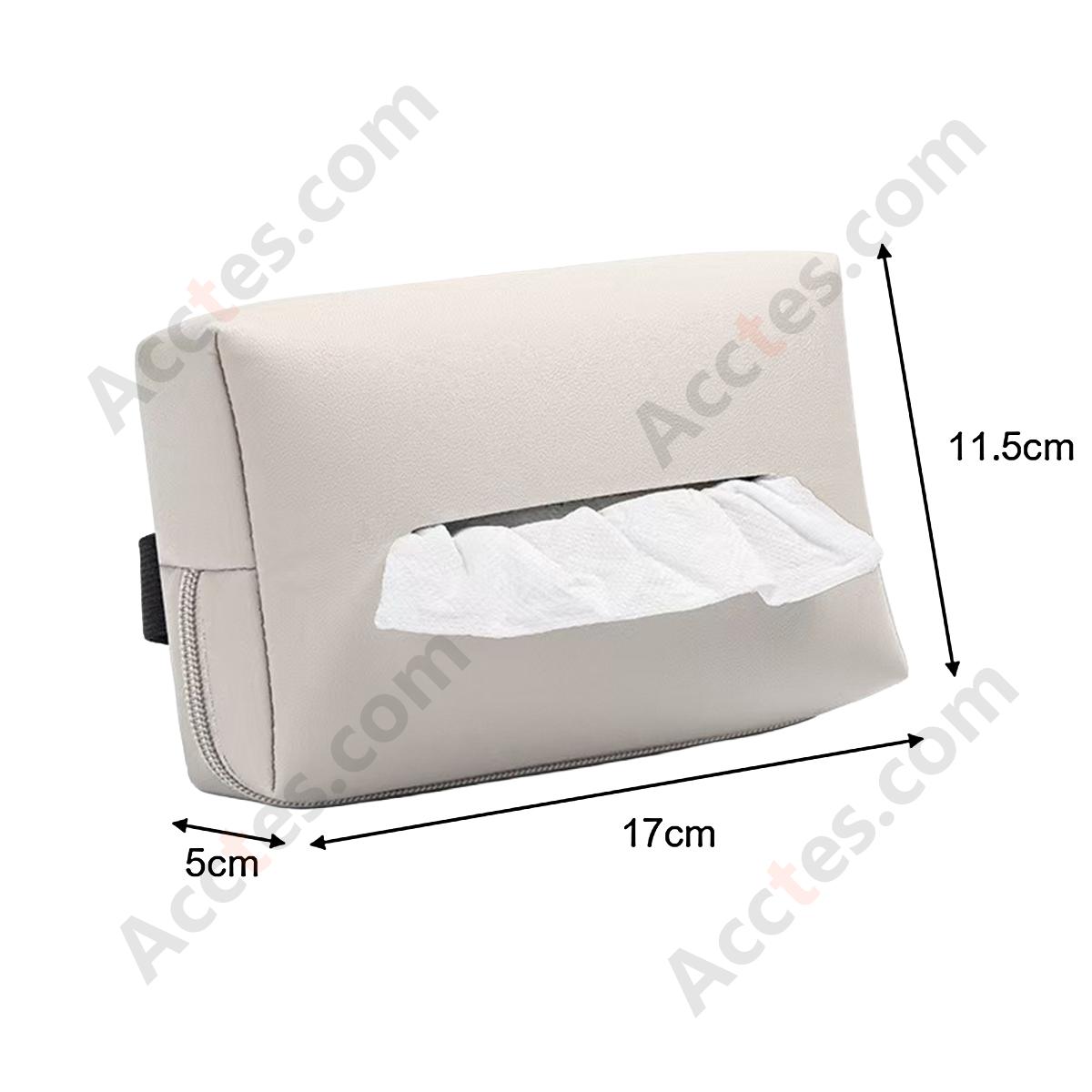 Hanging Leather Car Tissue Pouch for Sun Visor & Seat Back, Beige