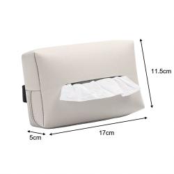 Hanging Leather Car Tissue Pouch for Sun Visor & Seat Back, Beige