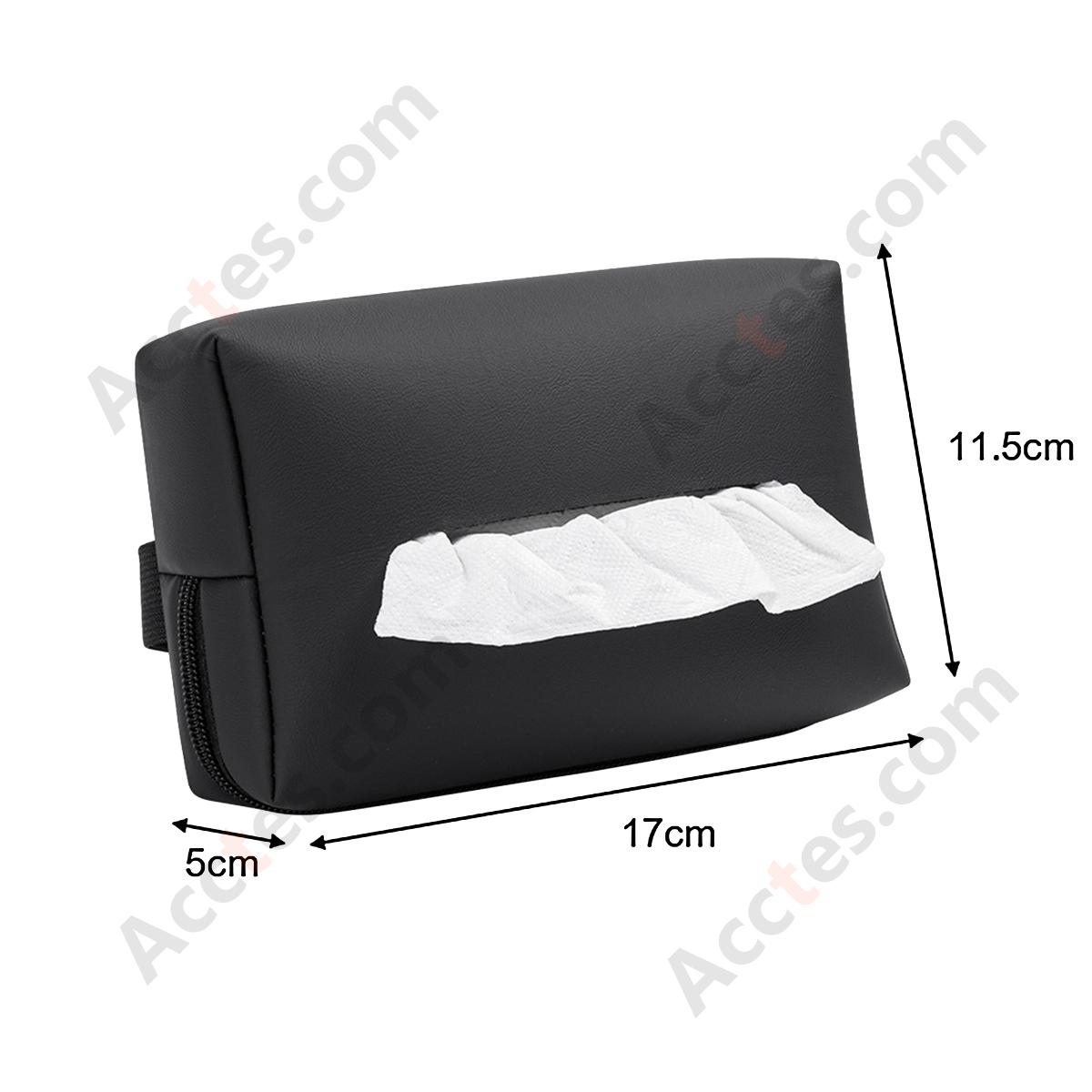 Hanging Leather Car Tissue Pouch for Sun Visor & Seat Back, Black