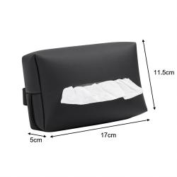 Hanging Leather Car Tissue Pouch for Sun Visor & Seat Back, Black
