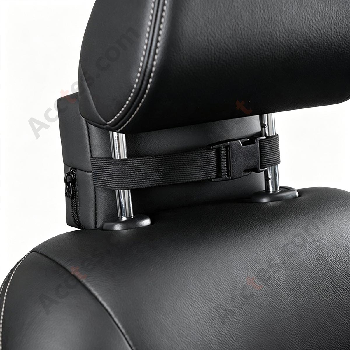 Hanging Leather Car Tissue Pouch for Sun Visor & Seat Back, Black