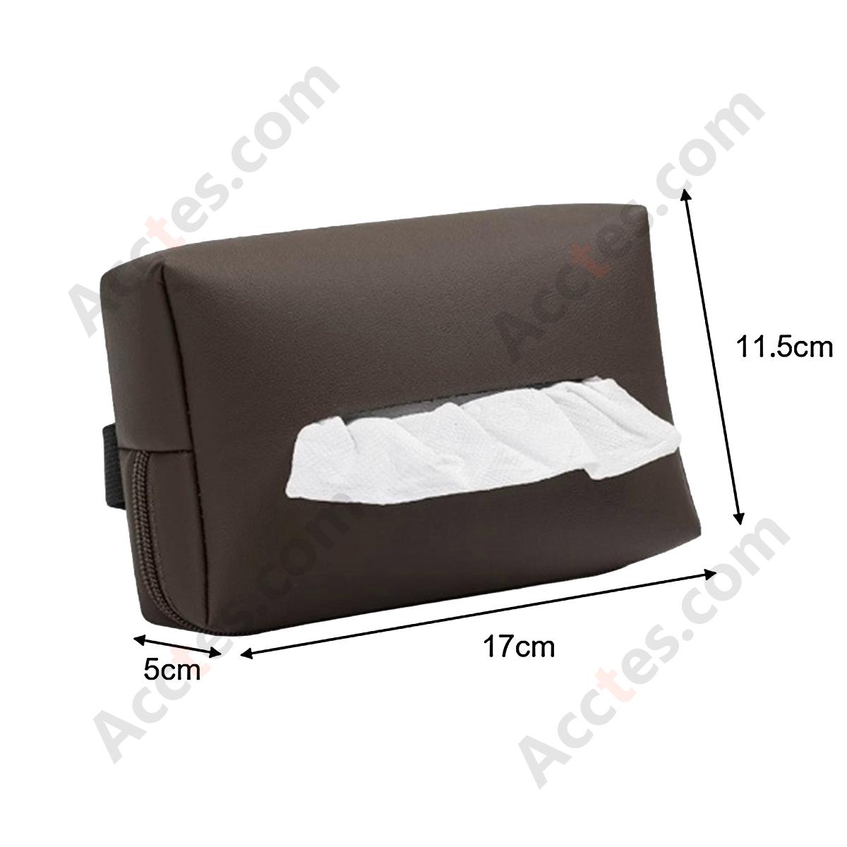 Hanging Leather Car Tissue Pouch for Sun Visor & Seat Back, Coffee Color