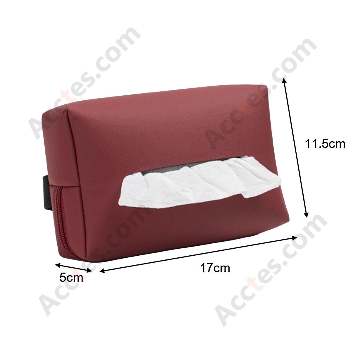 Hanging Leather Car Tissue Pouch for Sun Visor & Seat Back, Red