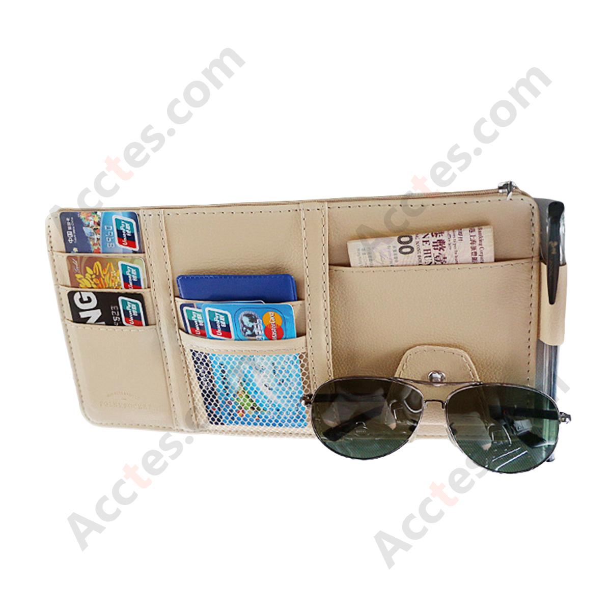 Multifunctional Car Sun Visor Storage Sleeve, Beige