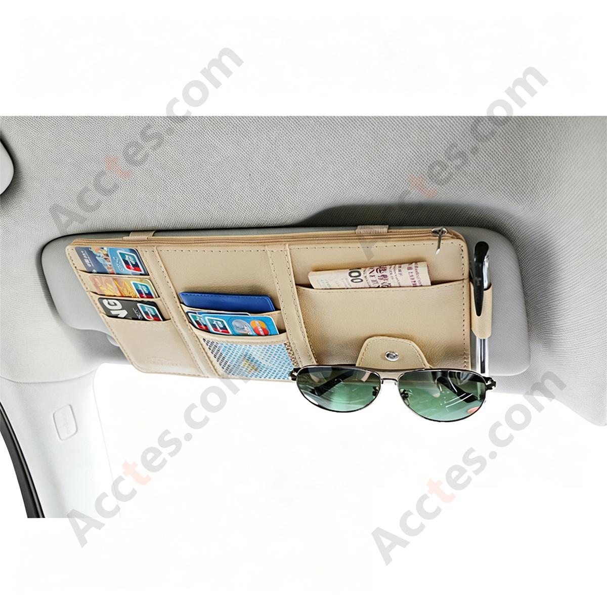 Multifunctional Car Sun Visor Storage Sleeve, Beige