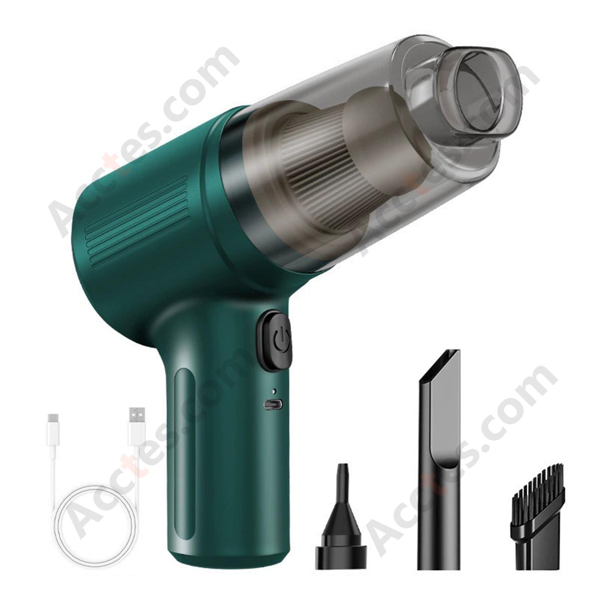 Wireless Portable Mini Multifunctional Car Vacuum Cleaner, Blow & Suction 2-in-1, Green