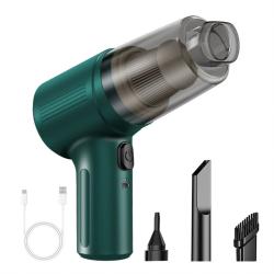 Wireless Portable Mini Multifunctional Car Vacuum Cleaner, Blow & Suction 2-in-1, Green