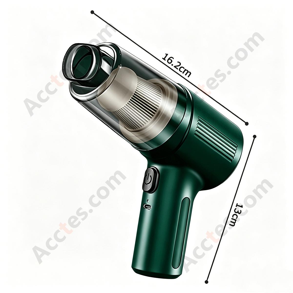 Wireless Portable Mini Multifunctional Car Vacuum Cleaner, Blow & Suction 2-in-1, Green