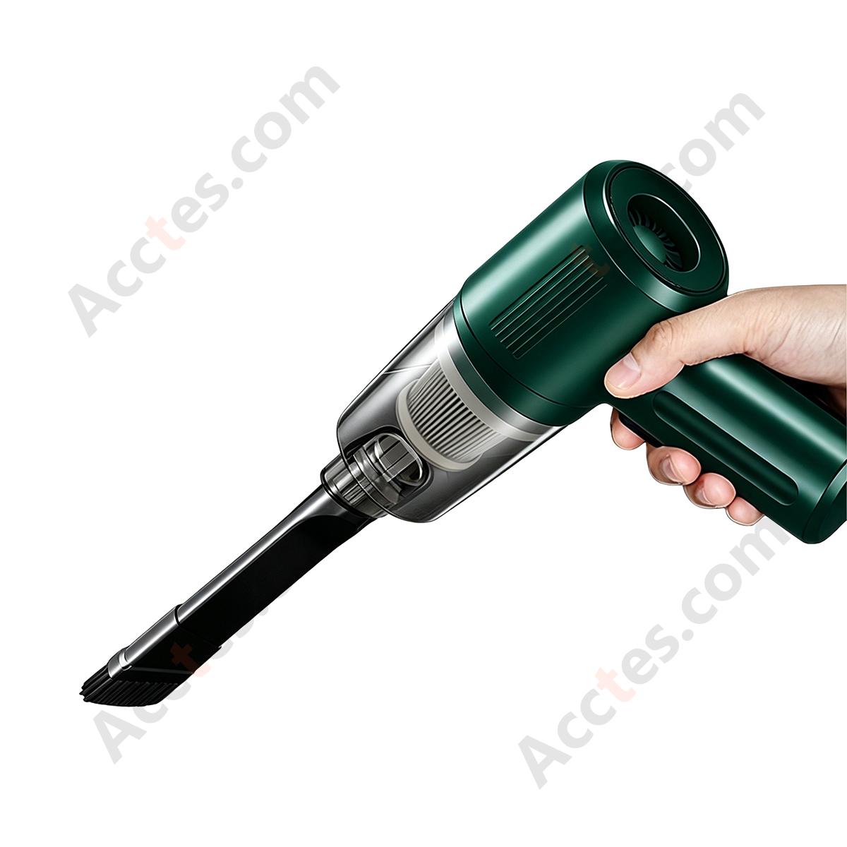 Wireless Portable Mini Multifunctional Car Vacuum Cleaner, Blow & Suction 2-in-1, Green