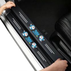 4Pcs Anti-Scratch 3D Round Cartoon Pattern Car Door Sill Plate Decor Set