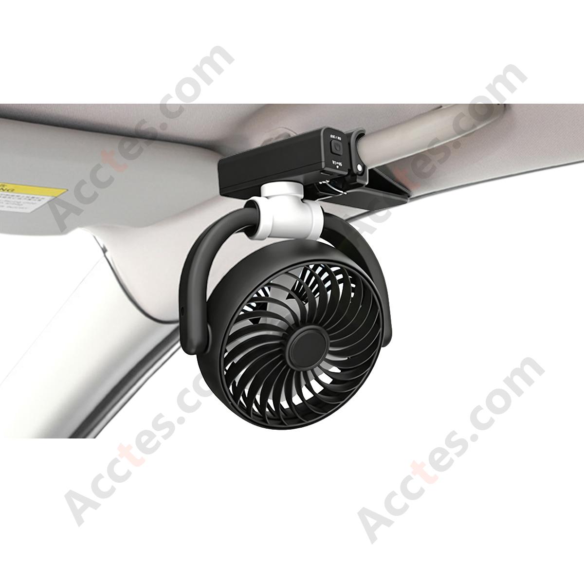 Black USB Charging Car Interior Front Dashboard Clip-On Fan