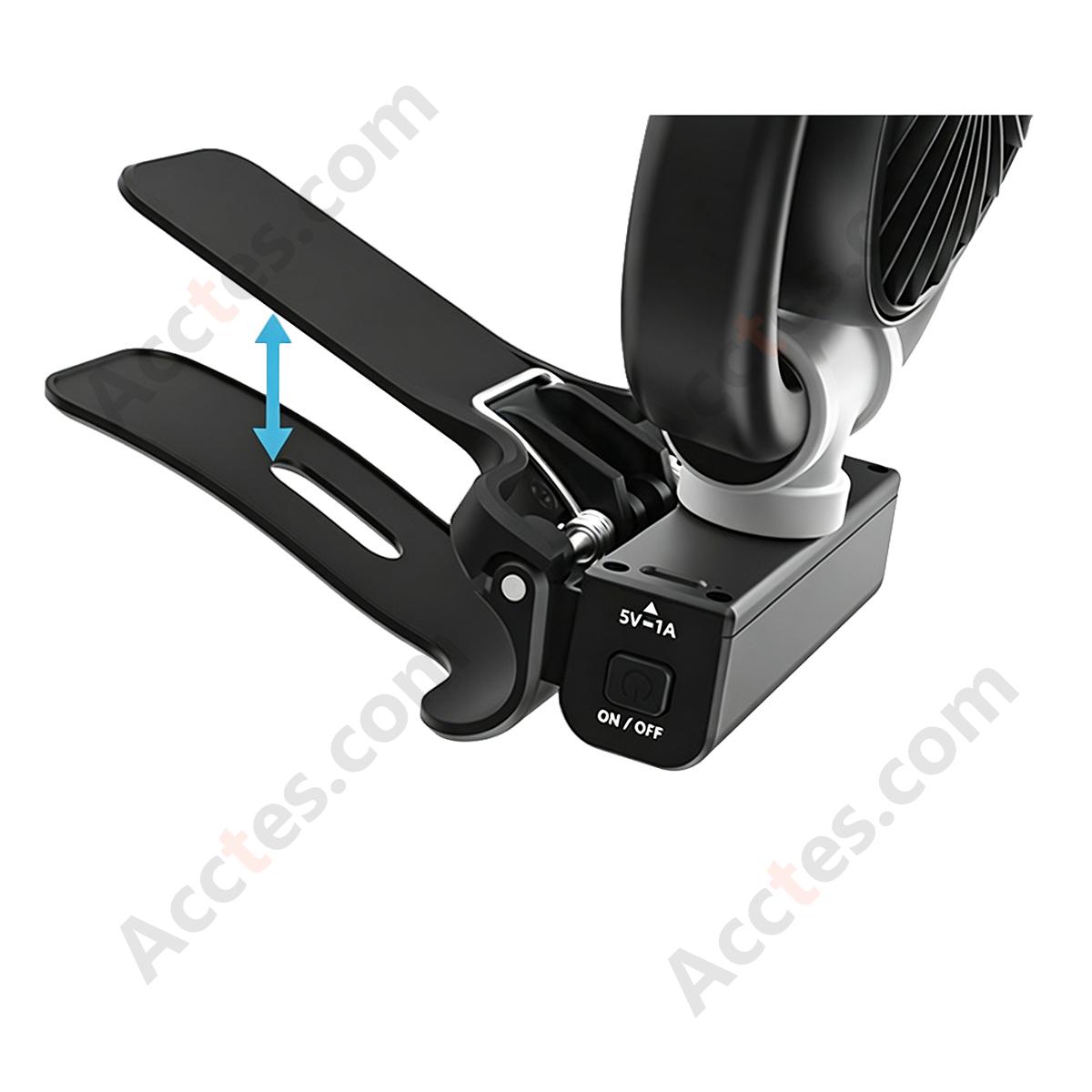 Black USB Charging Car Interior Front Dashboard Clip-On Fan