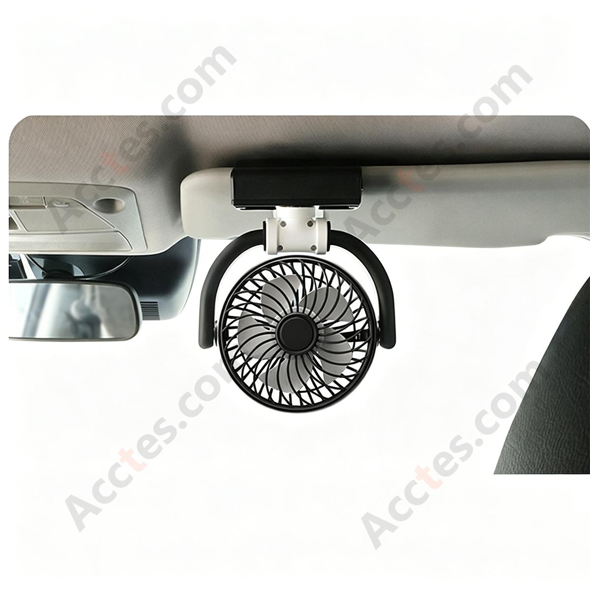 Black USB Charging Car Interior Front Dashboard Clip-On Fan