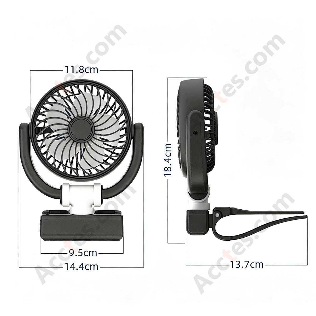 Black USB Charging Car Interior Front Dashboard Clip-On Fan