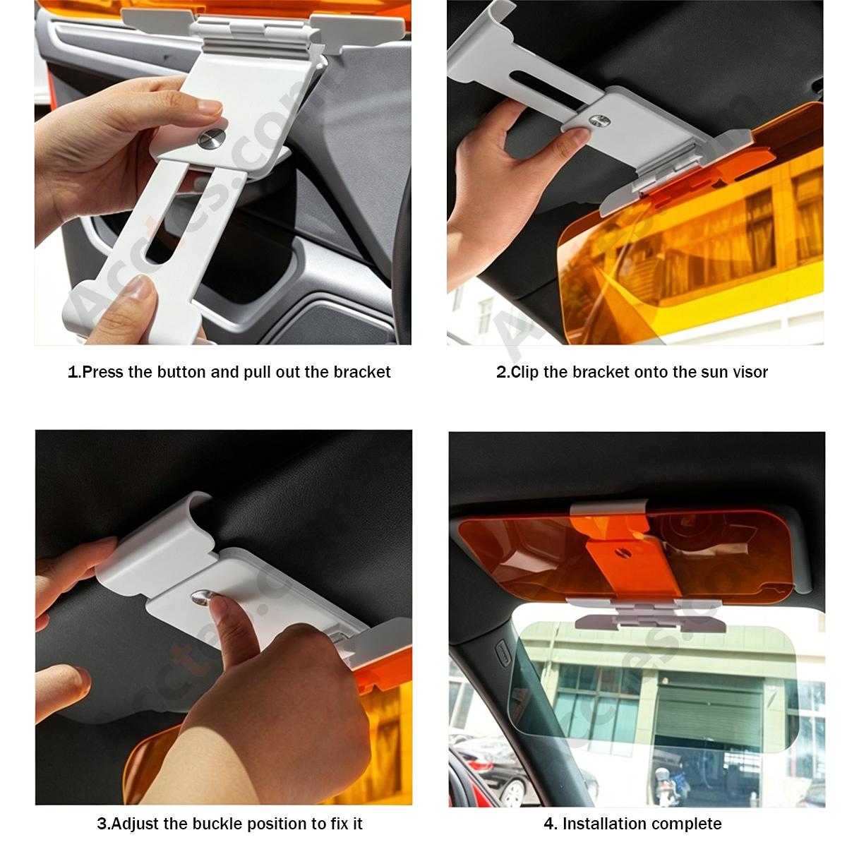 Anti-Glare Car Sun Visor Day & Night Dual Lens, Anti-High Beam Goggles, Smoke + Yellow Lens