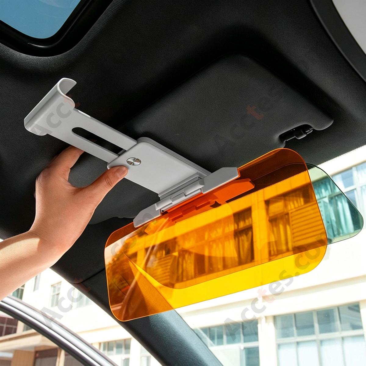 Anti-Glare Car Sun Visor Day & Night Dual Lens, Anti-High Beam Goggles, Smoke + Yellow Lens