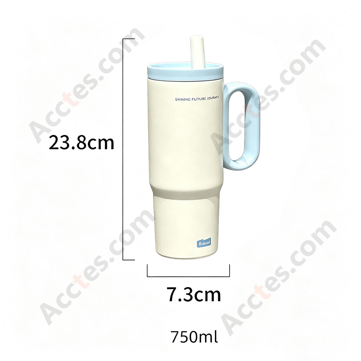 720ml Blue 316 Stainless Steel Insulated Water Bottle with Straw & Handle