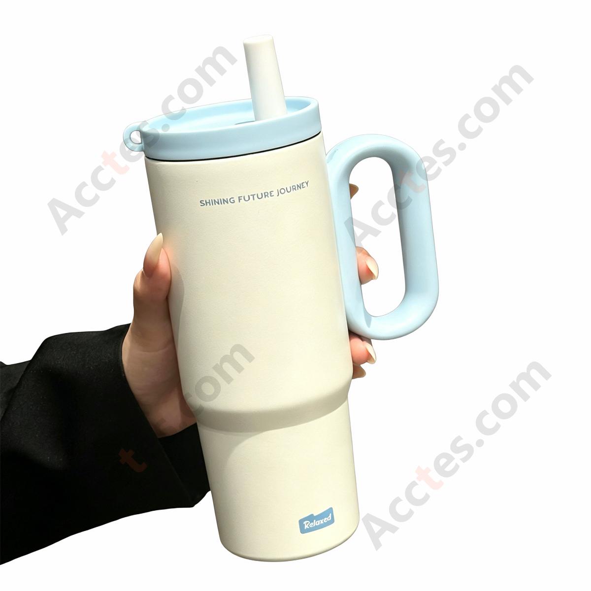 720ml Blue 316 Stainless Steel Insulated Water Bottle with Straw & Handle