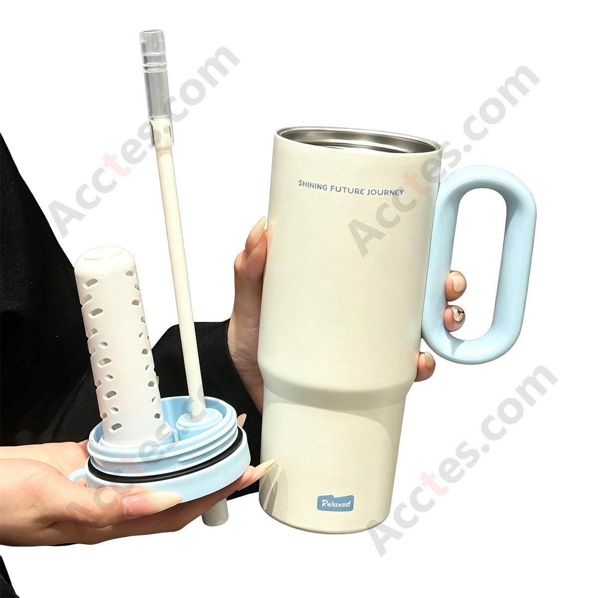 720ml Blue 316 Stainless Steel Insulated Water Bottle with Straw & Handle