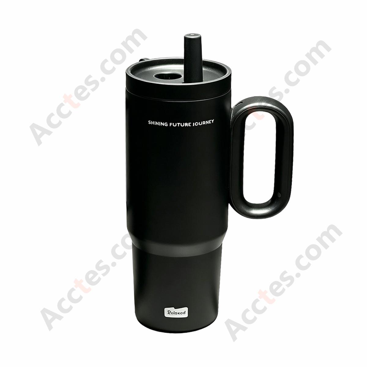 720ml Black 316 Stainless Steel Insulated Water Bottle with Straw & Handle