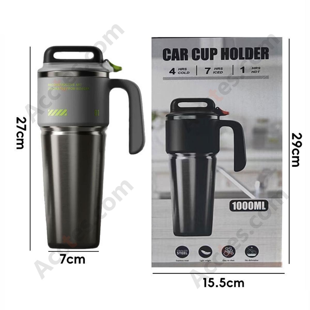 1000ml Black Ceramic Liner Insulated Tumbler with Straw for Men