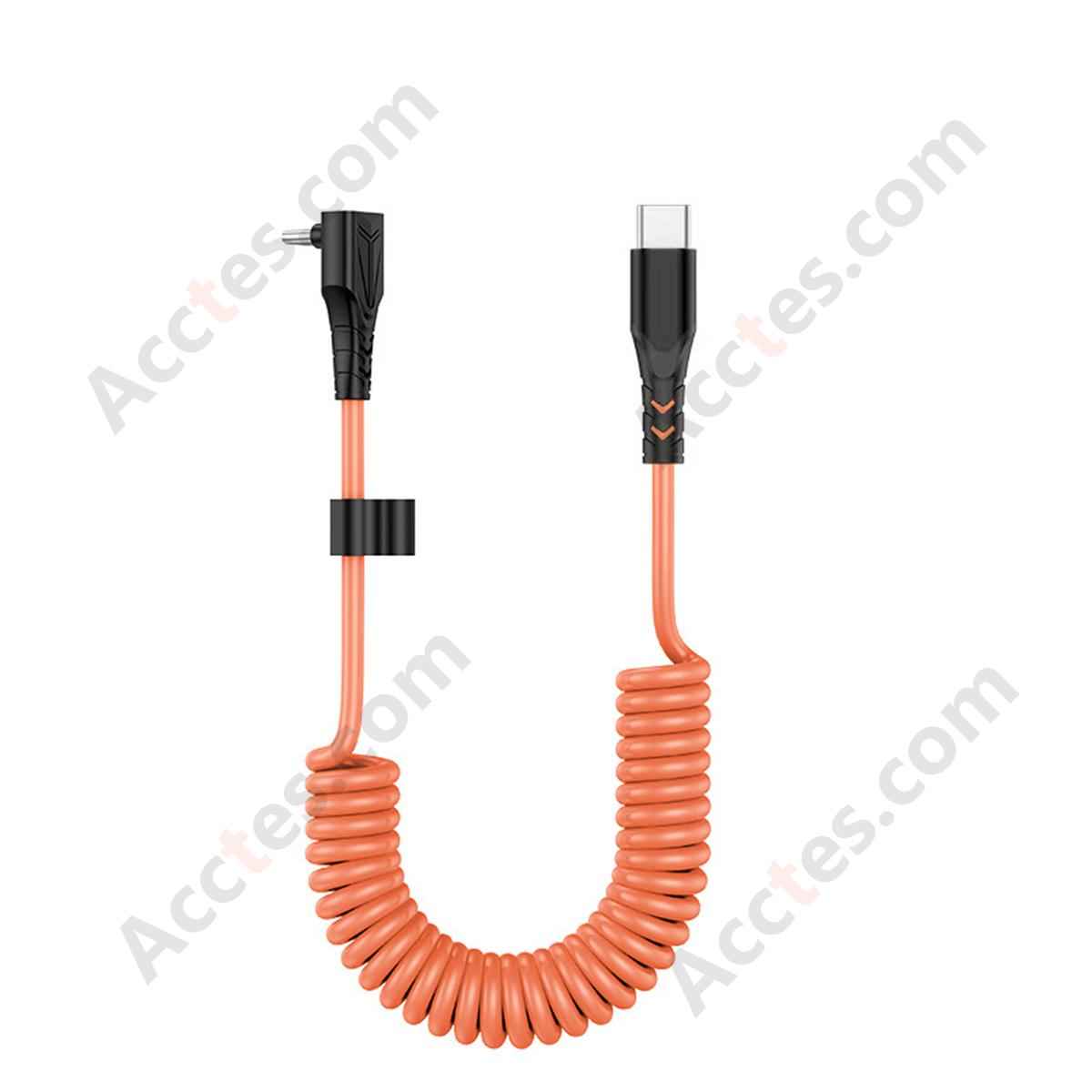 Brown Retractable Spring Car C to C 60W Bare Cable