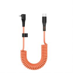 Brown Retractable Spring Car C to C 60W Bare Cable